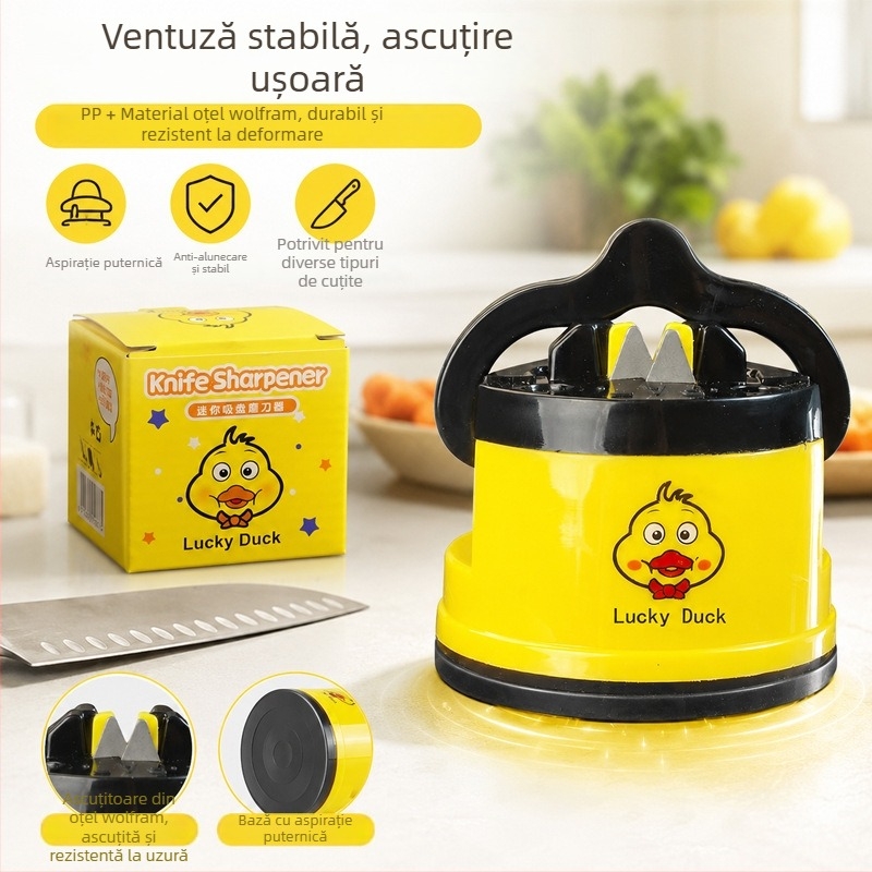Aparat mini de ascuțit cuțite, în formă de rață galbenă, din oțel wolfram