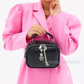 Geantă crossbody pentru femei, în stil clasic, mică pătrată, cu ciucuri, piele PU texturată, utilizare zilnică