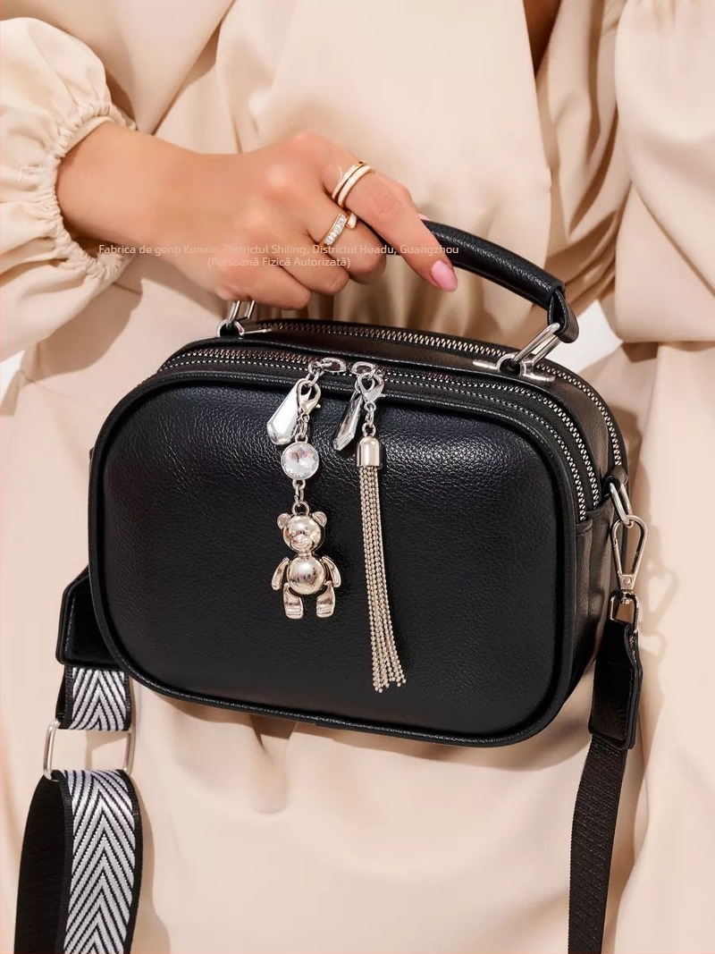 Geantă crossbody pentru femei, în stil clasic, mică pătrată, cu ciucuri, piele PU texturată, utilizare zilnică