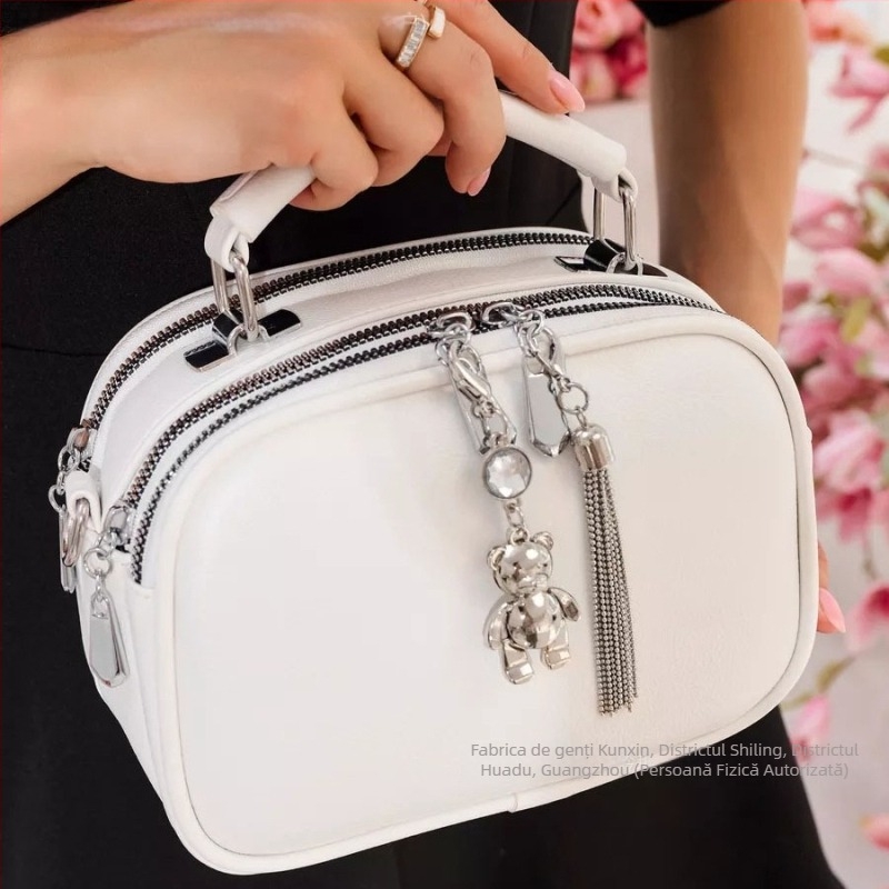 Geantă crossbody pentru femei, în stil clasic, mică pătrată, cu ciucuri, piele PU texturată, utilizare zilnică