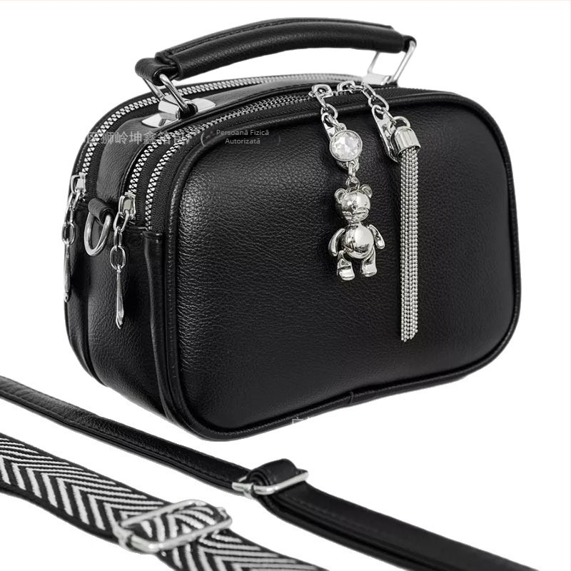 Geantă crossbody pentru femei, în stil clasic, mică pătrată, cu ciucuri, piele PU texturată, utilizare zilnică