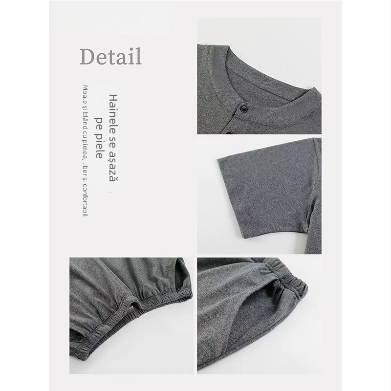 Set pijama bărbați vară 2026 – bumbac subțire, tricou cu mânecă scurtă și șort, confortabil pentru casă, potrivit și pentru exterior