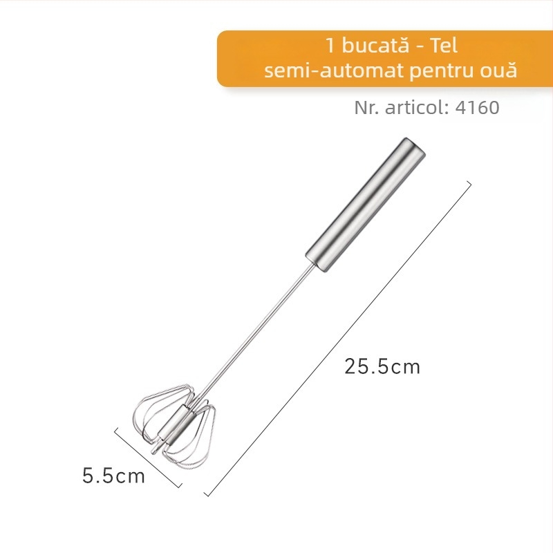 Miyan tel semi-automat din oțel inoxidabil pentru ouă, amestec manual pentru cremă și tel pentru ouă, pentru cofetărie