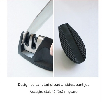 Ascuțitor de cuțite cu două etape din oțel wolfram, portabil și compact pentru bucătărie