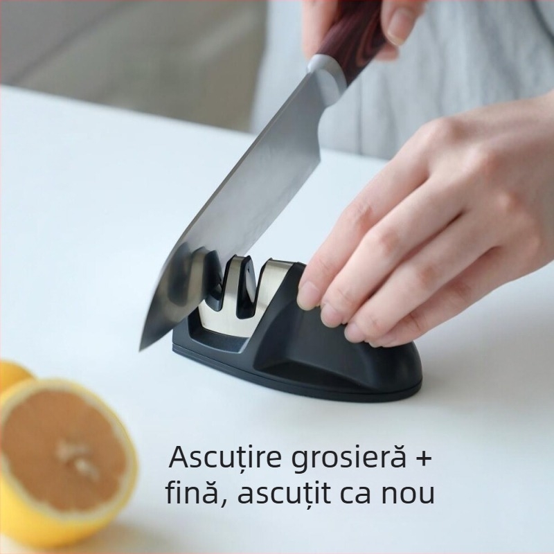 Ascuțitor de cuțite cu două etape din oțel wolfram, portabil și compact pentru bucătărie