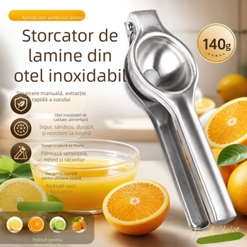 Storcător manual de lămâie din oțel inoxidabil, 140 g, pentru uz casnic, presă de portocale, storcător de lămâie, ambalat în cutie