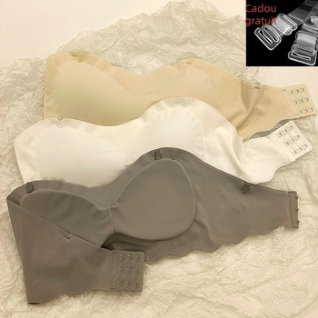 Sutien fără bretele din ice silk, invizibil, cu push-up, anti-alunecare, pentru sân mic, cupă 3/4, design care conturează un spate frumos
