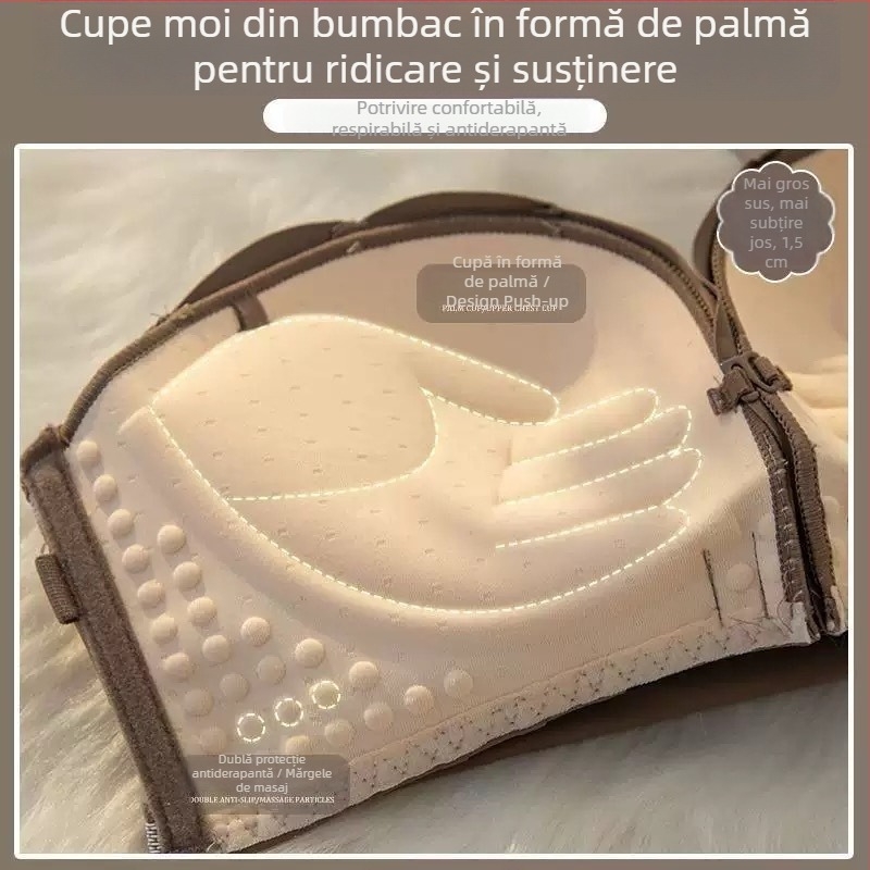 Sutien fără bretele cu închidere frontală, spate încrucișat, pentru sâni mici, push-up, fără cusături, silueta spatelui