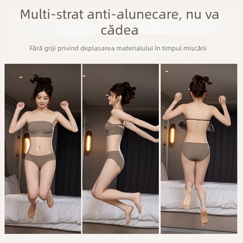 Sutien fără bretele, cu închidere frontală, push-up, antiaderent, cupe umflate, spate fără cusături