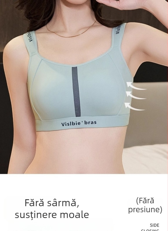 Sutien fără cusături, model sport, reglabil, ușor și respirabil, fără sârmă, pentru busturi mari, mărime mare, vară, care face bustul să pară mai mic.