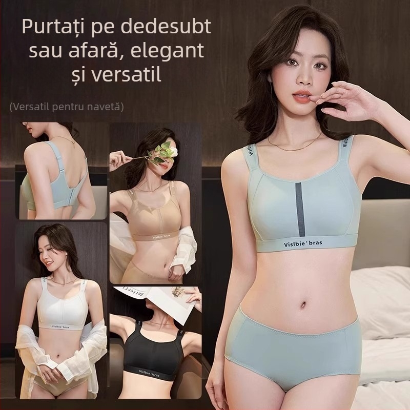 Sutien fără cusături, model sport, reglabil, ușor și respirabil, fără sârmă, pentru busturi mari, mărime mare, vară, care face bustul să pară mai mic.