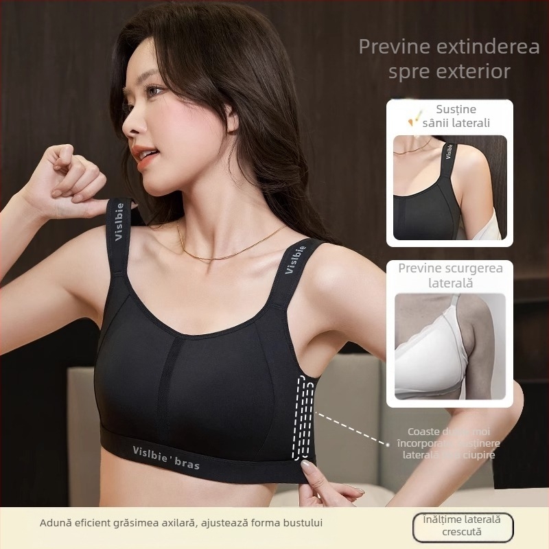 Sutien fără cusături, model sport, reglabil, ușor și respirabil, fără sârmă, pentru busturi mari, mărime mare, vară, care face bustul să pară mai mic.