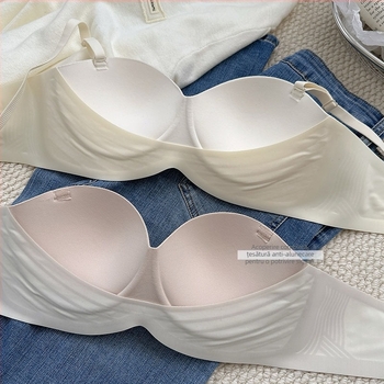 Sutien fără cusuri, fără bretele, pentru femei, senzație nude, invizibil, push-up, anti-alunecare, evidențiază sânul mic