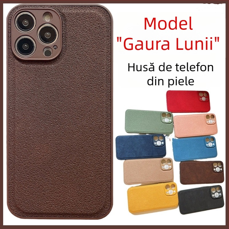 Husa minimalistă, într-o culoare solidă, mată, pentru iPhone 15 Pro, cu textură crater