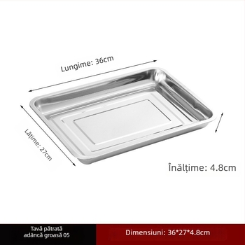 Tava mare pătrată din oțel inoxidabil pentru grătar și servire, diametrul 18–18,9 cm
