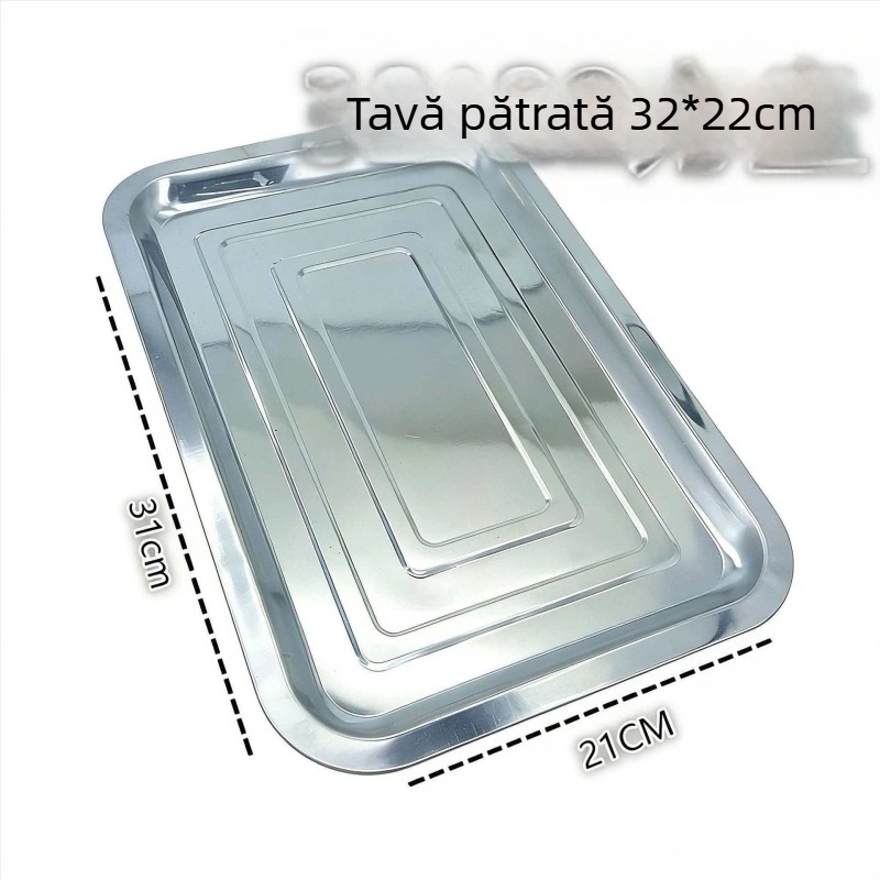 Tava mare pătrată din oțel inoxidabil pentru grătar și servire, diametrul 18–18,9 cm