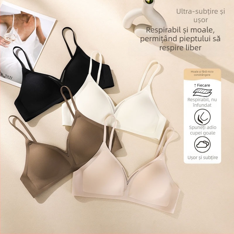 Sutien fără cusături pentru sân mic, efect push-up, bretele încrucișate, spate deschis, confortabil, cu cupă netedă