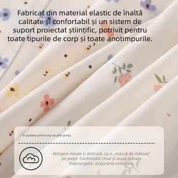 Sutien fără cusături, cu model floral, susținere moale, cupă completă, cupe din bumbac respirabile
