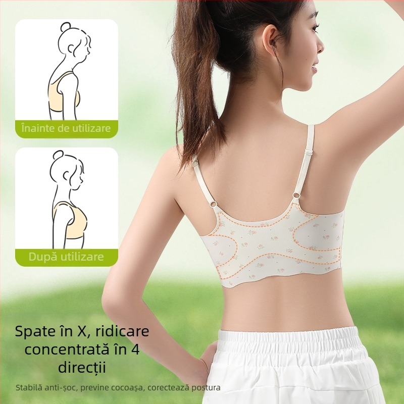 Sutien fără cusături, cu model floral, susținere moale, cupă completă, cupe din bumbac respirabile