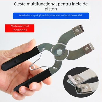 Unealtă pentru comprimarea inelului de piston cu clemă încorporată pentru montaj și demontaj piston