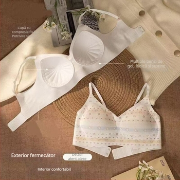 Sutien fără cusături, suport moale, model romantic Fair Isle, evidențierea sânilor mici, ridicare și push-up, confort fără arcuri