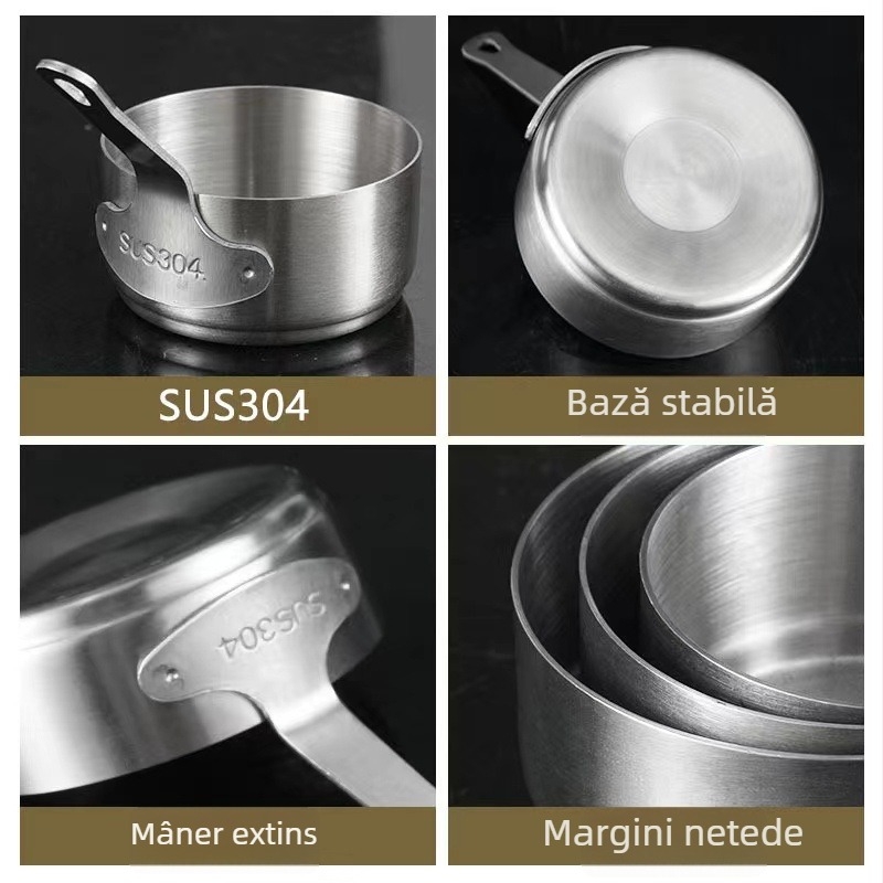 Ceașcă de sos din oțel inoxidabil 304 cu mâner, farfurie de sos în nuanță aurie, mică farfurie pentru dip cu sos de roșii și steak în stil occidental