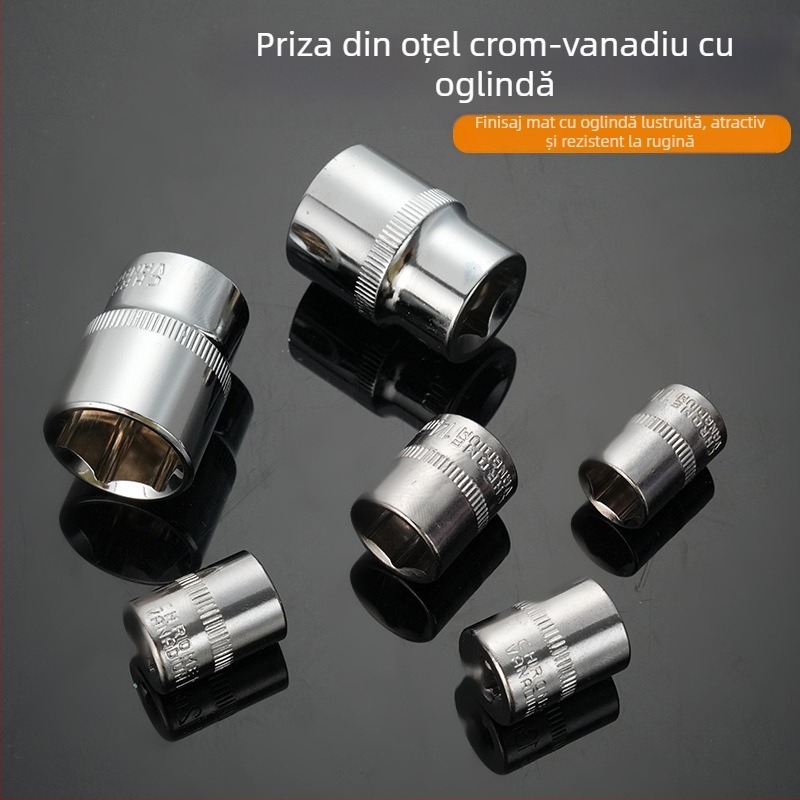 Set de scule multifuncțional cu 61 de piese, cu cheie cu soclu și cheie cu utilizare dublă, cutie de unelte pentru reparații la domiciliu și auto
