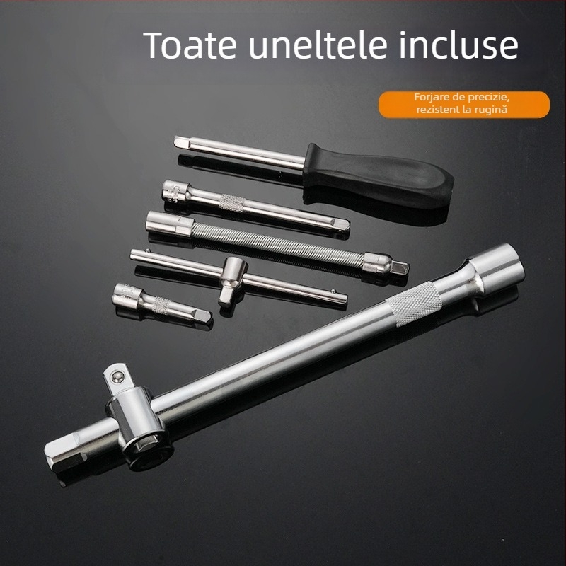 Set de scule multifuncțional cu 61 de piese, cu cheie cu soclu și cheie cu utilizare dublă, cutie de unelte pentru reparații la domiciliu și auto