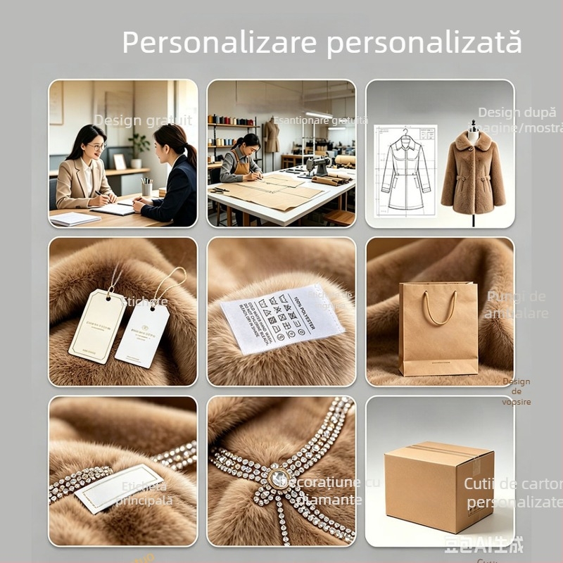 Vesta fără mâneci din blană artificială de iepure, imprimeu leopard, croială lejeră, guler rever, design căptușit pentru toamnă–iarna