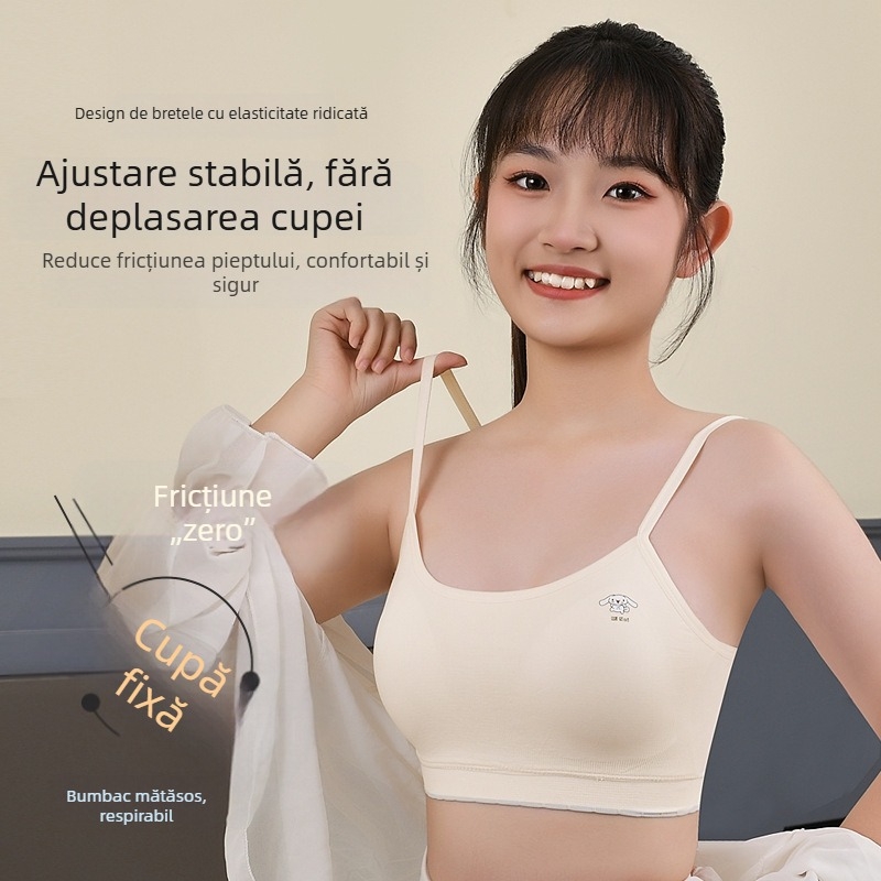 Sutien de antrenament din material respirabil, fără cusături, pentru fetițe în primii ani ai adolescenței