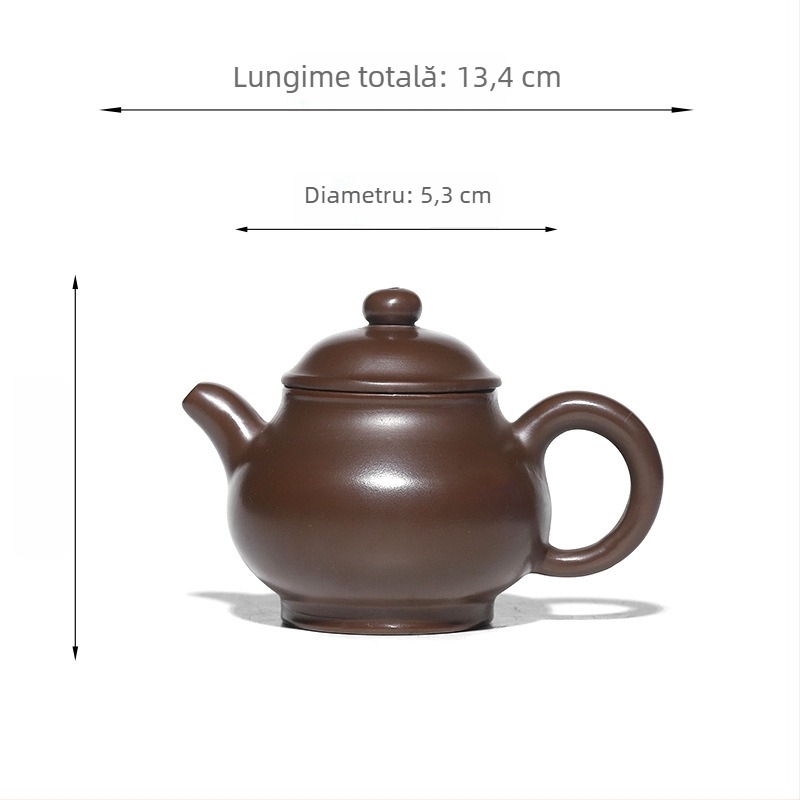 Ceainic din lut mov Yixing, stil Da Hong Pao, 220 ml, pictat manual, cadou practic