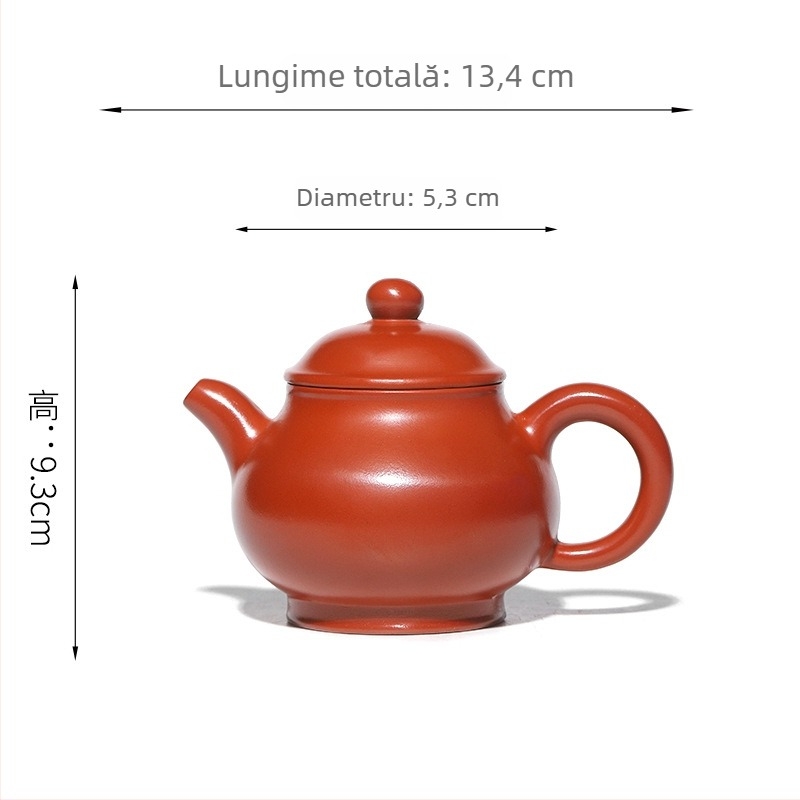 Ceainic din lut mov Yixing, stil Da Hong Pao, 220 ml, pictat manual, cadou practic