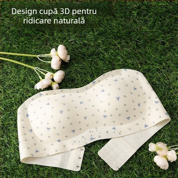 Top tubular fără bretele pentru sâni mici, răcoros, anti-derapare, cupă fără cusături, respirabil, imprimeu floral