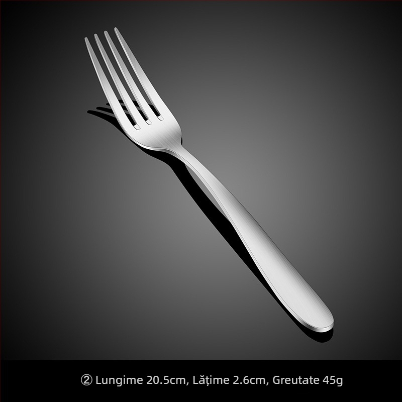 Set din trei sau două piese, din oțel inoxidabil 316: cuțit de steak, furculiță și lingură – tacâm occidental pentru hotel și uz casnic