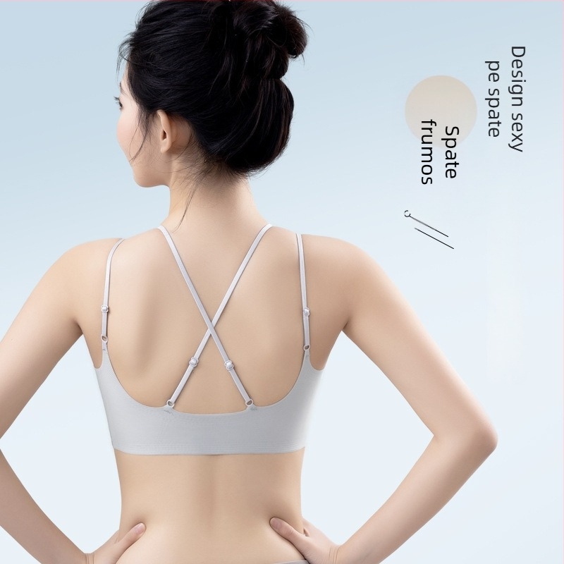Sutien gel cu perne pentru adunarea sânilor pe lateral, fără cusături, fără sârmă, susținere a spatelui