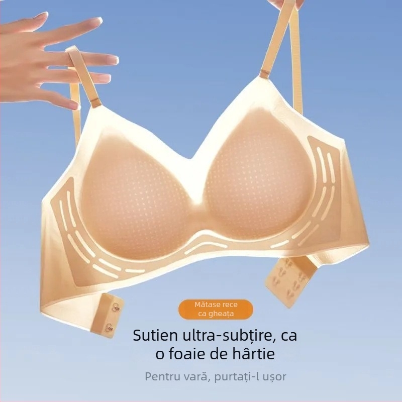Sutien fără cusături pentru femei, ultra-subțire, adunare a sânilor laterali, previne lăsarea, respirabil și confortabil, spate sport funcțional.