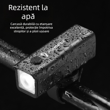 Lumină frontală pentru bicicletă pentru ciclism nocturn, ABS, rezistentă la apă, USB-C reîncărcabilă