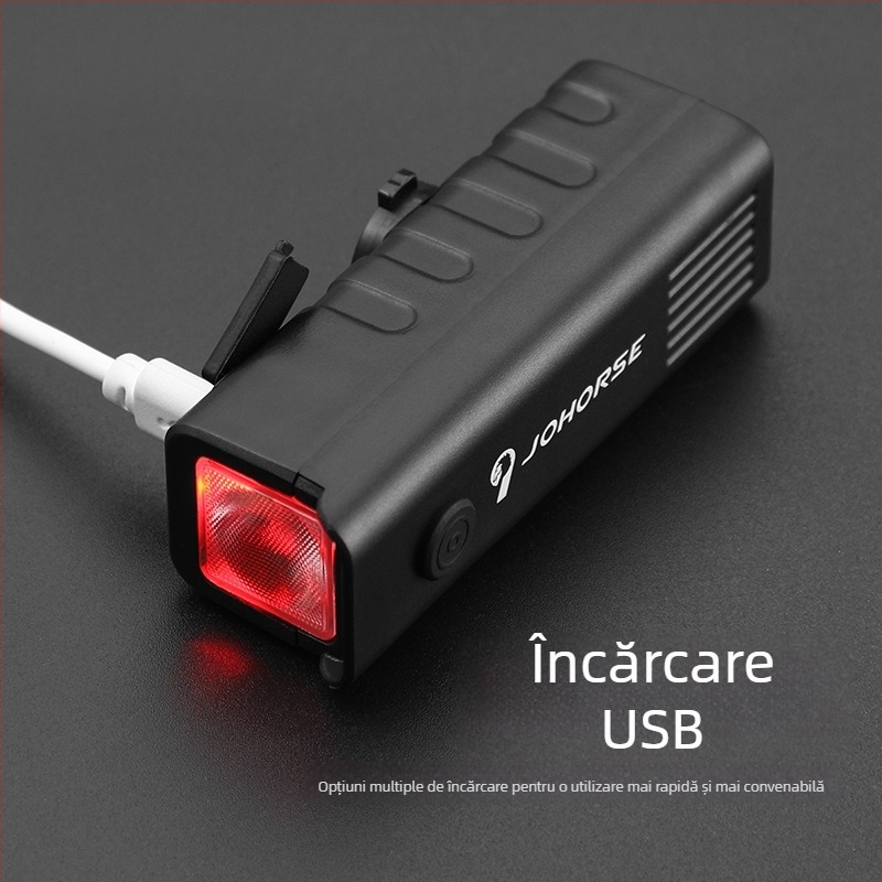 Lumină frontală pentru bicicletă pentru ciclism nocturn, ABS, rezistentă la apă, USB-C reîncărcabilă
