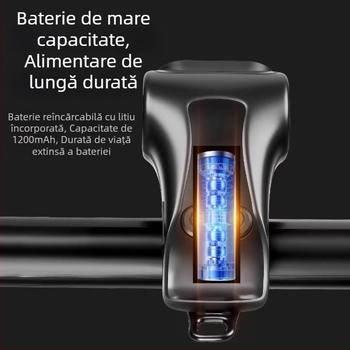 Lumină pentru bicicletă cu claxon și încărcare USB-C, două în unu, pentru biciclete de munte și de drum