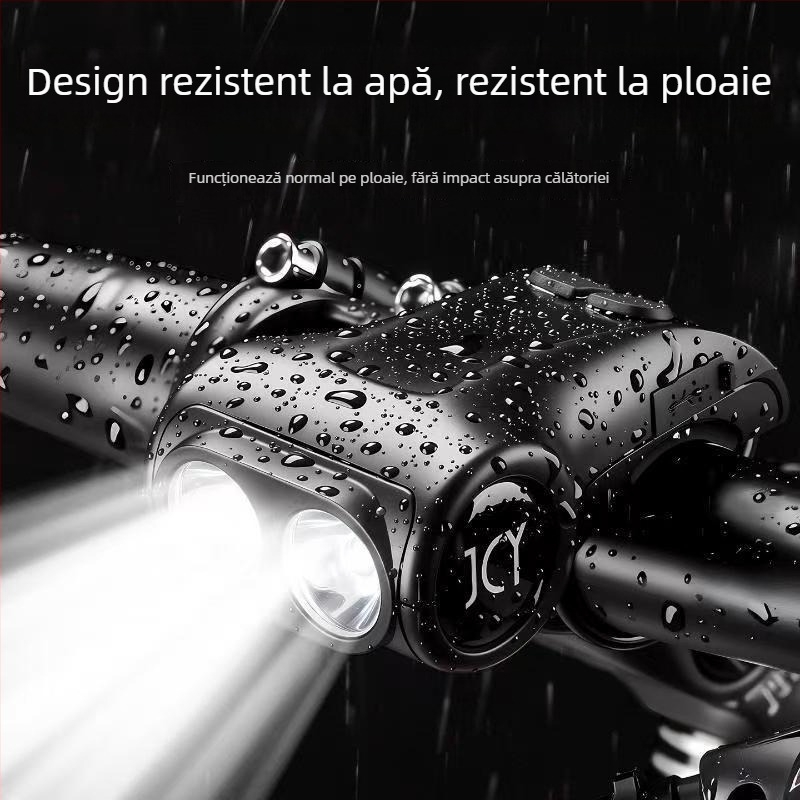 Lumină pentru bicicletă cu claxon și încărcare USB-C, două în unu, pentru biciclete de munte și de drum