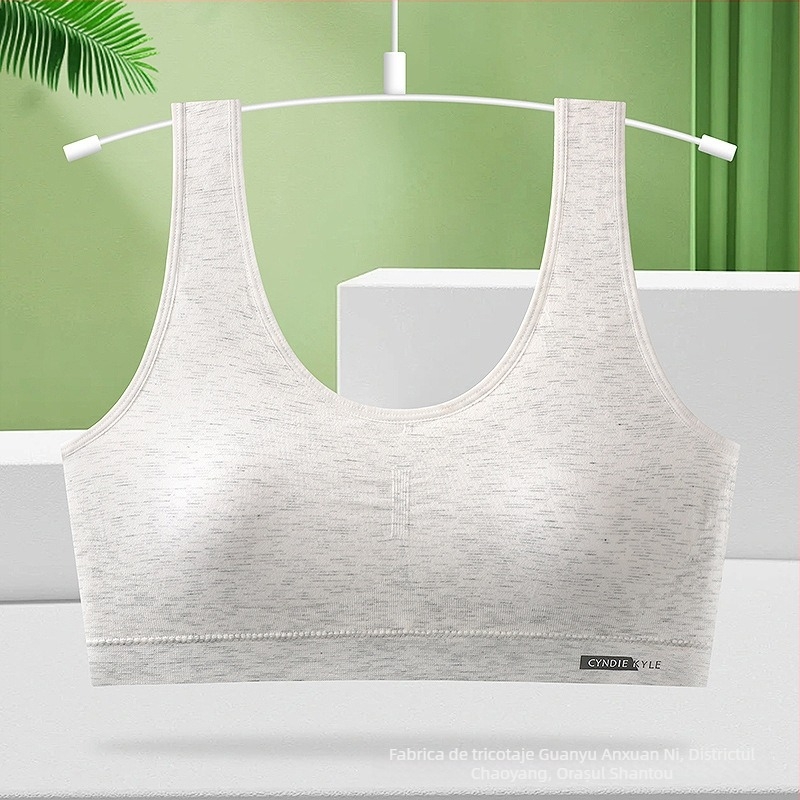 Sutien sport pentru adolescente cupe fixe, cupă triunghiulară, spumă subțire, nylon