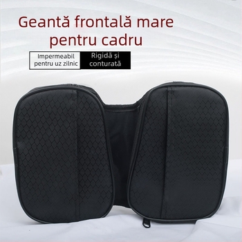 Geantă pentru cadrul bicicletei de munte cu compartimente pentru tubul superior și șa, buzunar pentru telefon