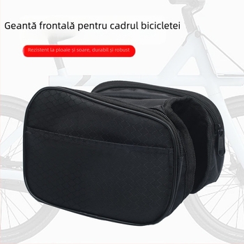 Geantă pentru cadrul bicicletei de munte cu compartimente pentru tubul superior și șa, buzunar pentru telefon