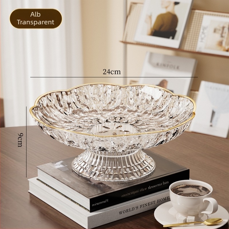 Coș de fructe cu picioare înalte și tavă de scurgere, pentru utilizare casnică, design elegant, capacitate mare, potrivit pentru bomboane, gustări și fructe pe măsuța de living.