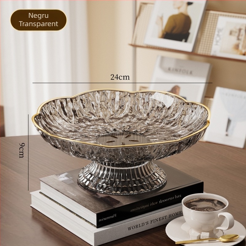 Coș de fructe cu picioare înalte și tavă de scurgere, pentru utilizare casnică, design elegant, capacitate mare, potrivit pentru bomboane, gustări și fructe pe măsuța de living.
