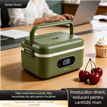 Cutie de prânz electric izolată, fără apă adăugată, cu temporizator USB, oțel inoxidabil 304, portabilă pentru mașină