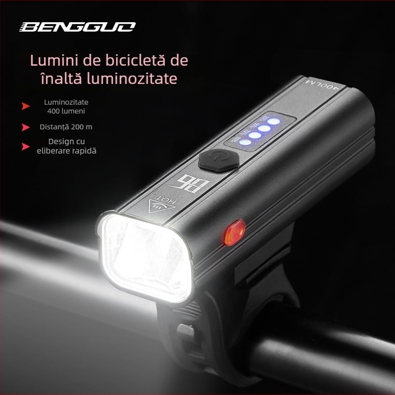 Set de lumini pentru bicicletă: far frontal puternic și lumină spate impermeabilă pentru noapte, compatibil cu biciclete de munte și de oraș, pentru copii