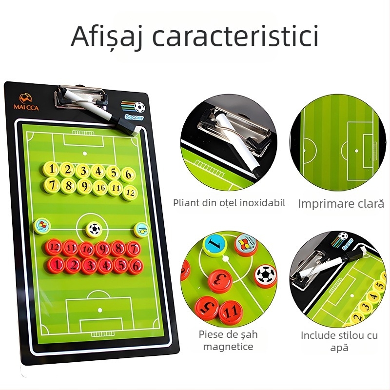 Tablă tactică de fotbal cu piese magnetice, tablă de antrenor ștergătoare