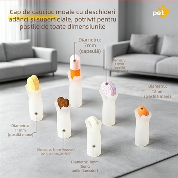 Dispenser de medicamente pentru animale de companie, din silicon moale, pentru pisici și câini, design desen animat