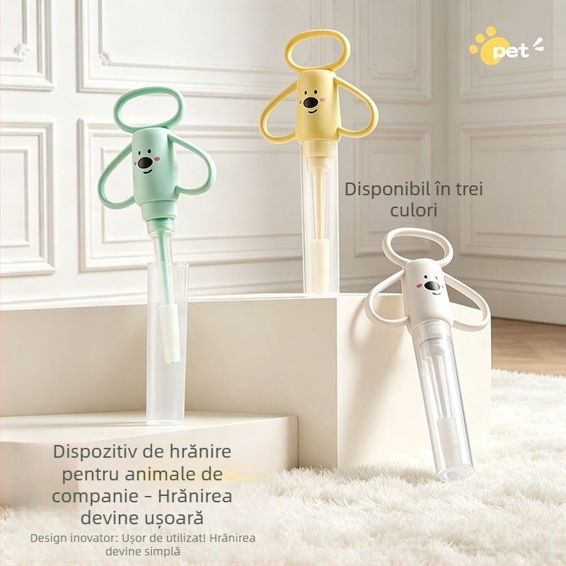 Dispenser de medicamente pentru animale de companie, din silicon moale, pentru pisici și câini, design desen animat